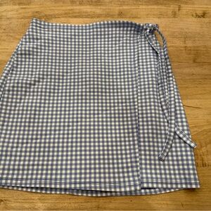 Hollister Blue Checkered Wrap Skirt